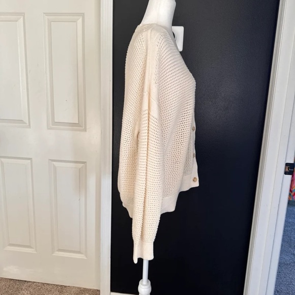 Elizabeth & James Open Knit Cardigan in Neutral Cream Beige Button Up 
Size XXL - Picture 4 of 12